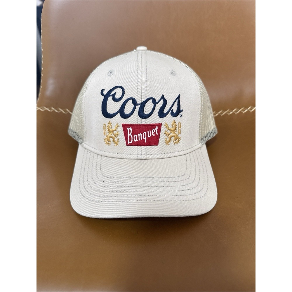 Coors Banquet Classic Logo Adjustable Trucker Hat Beige